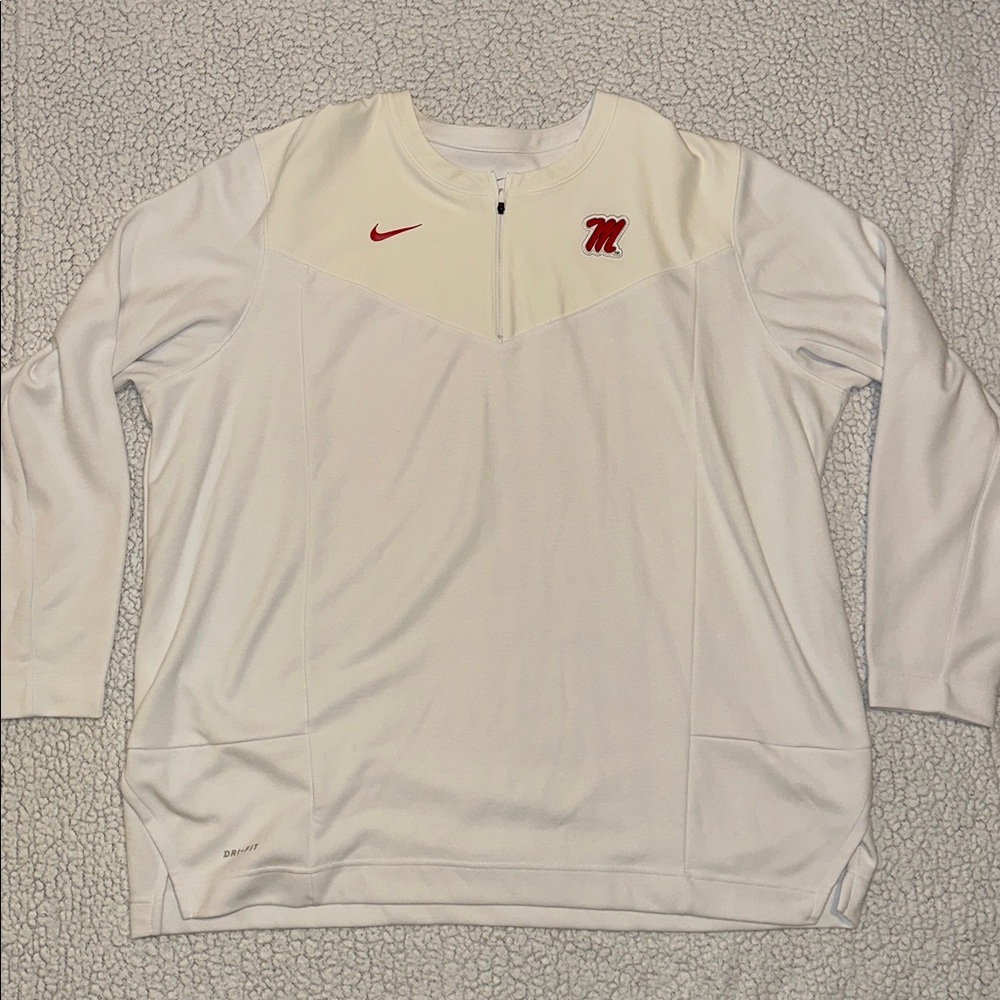 White Ole Miss Nike Quarter-Zip with “Script M” Logo